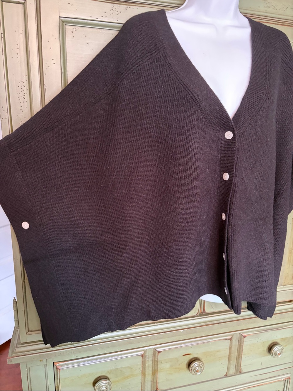 Talbots V-Neck Button Poncho - Picture 2 of 5